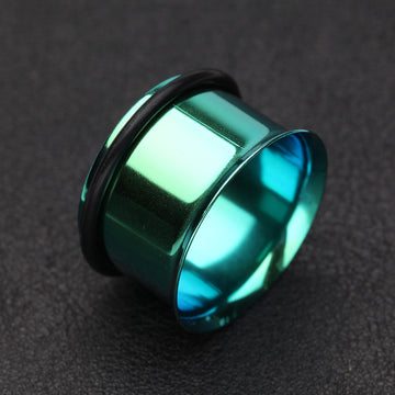 A Pair of Colorline Single Flared Ear Gauge Tunnel Plug-Green